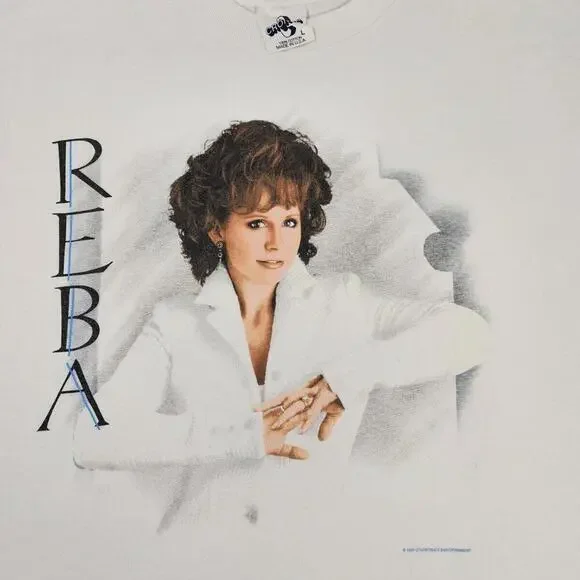 Vintage Reba Mcentire Tour Shirt White Graphic Tee 90s 1997 Large Made In USA - Picture 1 of 11